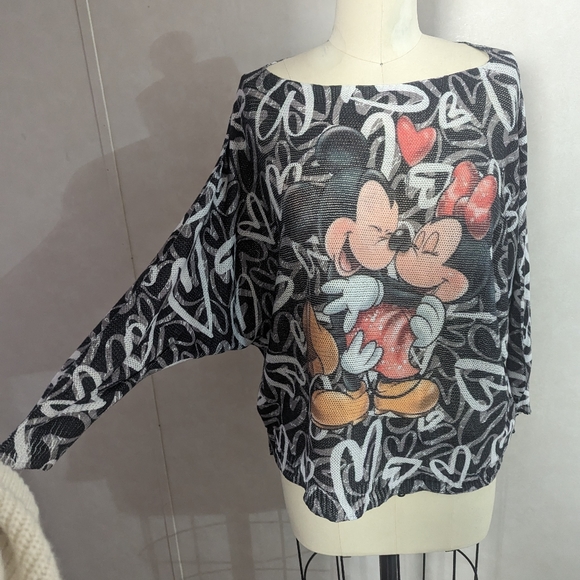FREE For Humanity Dolman Sleeve Mickey and Minnie Mouse Top - Picture 3 of 12
